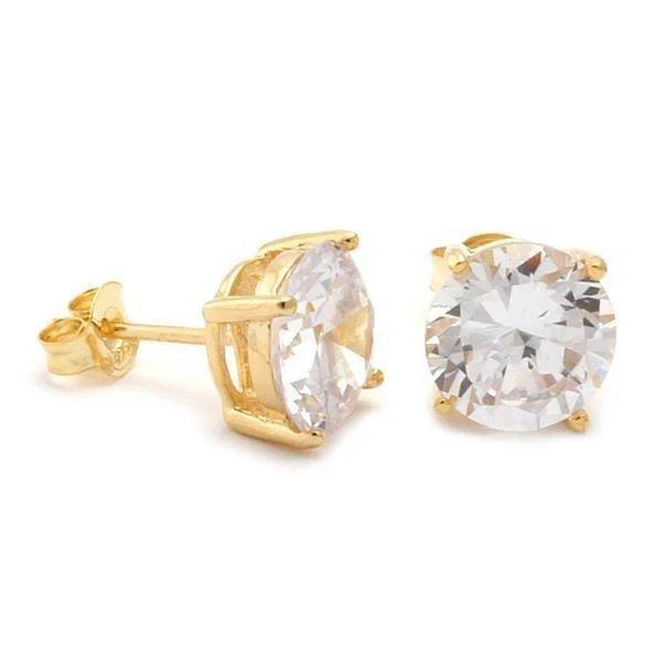 King Ice Brilliant-Cut Stud Earrings - Gold - GOLD